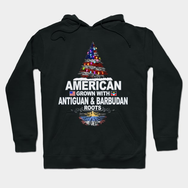 Christmas Tree  American Grown With Antiguan & Barbudan Roots - Gift for Antiguan & Barbudan From Antigua & Barbuda Hoodie by Country Flags